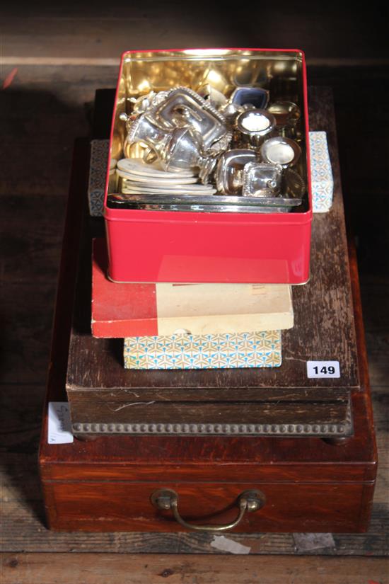 2 canteens of cutlery, mixed plated cutlery, cruets etc